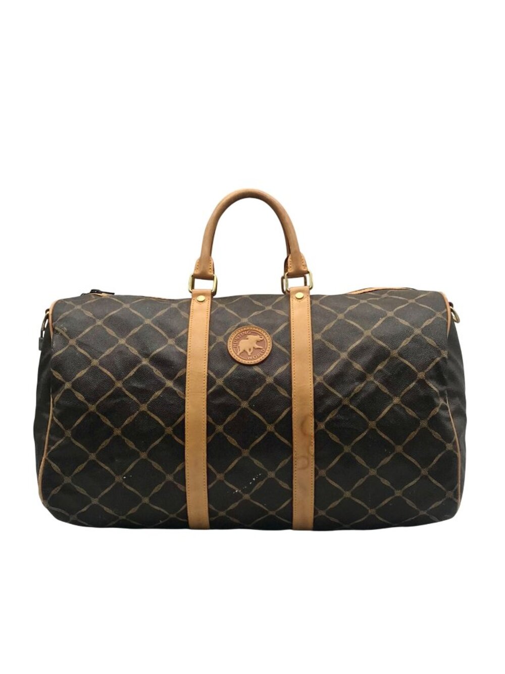 Hunting World Brown Geometric Print Coated Canvas Duffel Bag